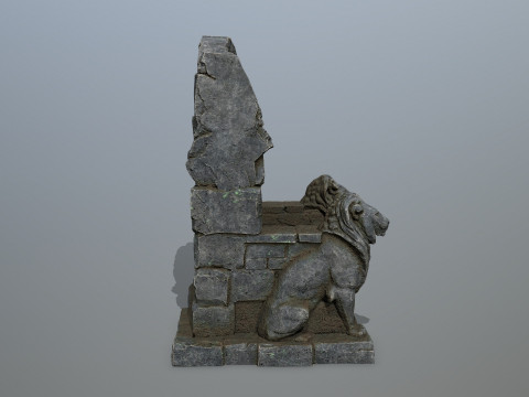 Lion Stone Throne 3Dモデル