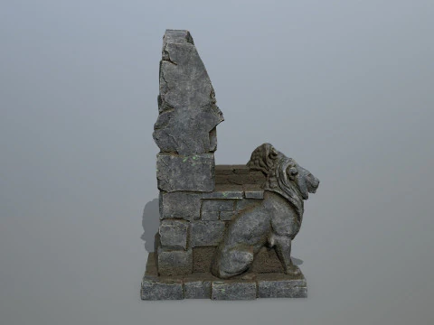 Lion Stone Throne 3D Model
