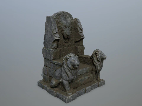 Lion Stone Throne 3D Model