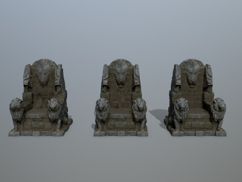 Lion Stone Throne 3Dモデル