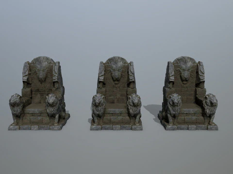 Lion Stone Throne 3D Model