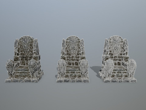 Lion Stone Throne 3Dモデル