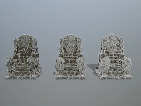 Lion Stone Throne 3D Model