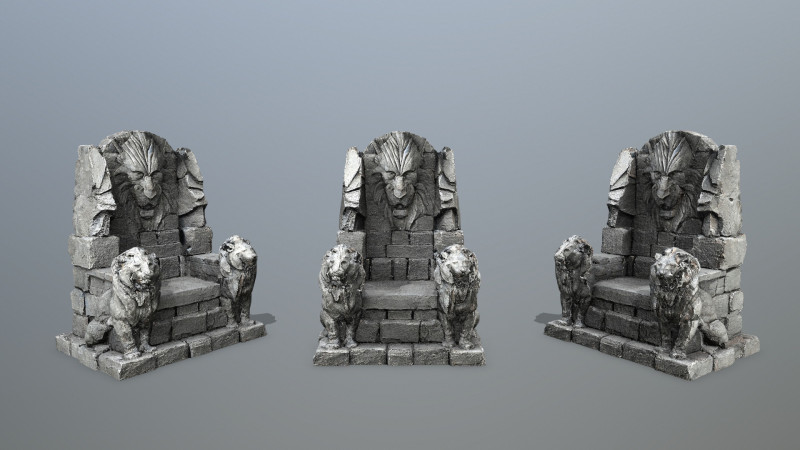 Lion Stone Throne Modelo 3D .c4d .max .obj .3ds .fbx .stl .blend 