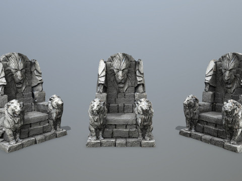 Lion Stone Throne 3D Model