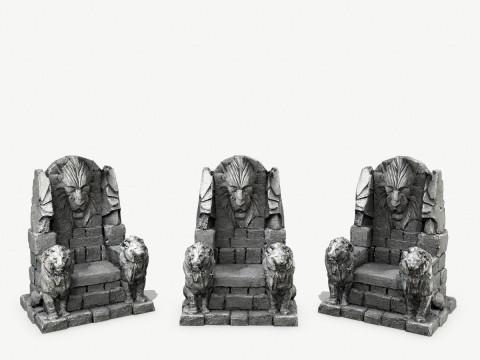 Lion Stone Throne Modelo 3D