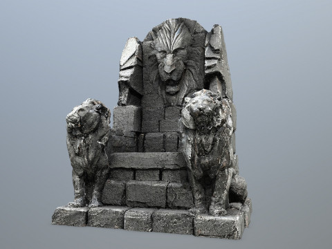 Lion Stone Throne Modelo 3D