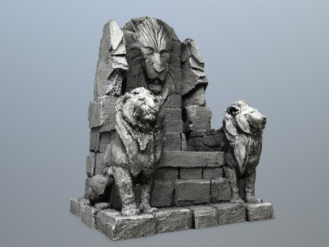Lion Stone Throne Modelo 3D