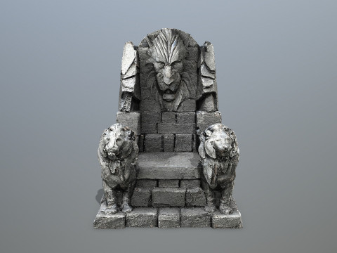 Lion Stone Throne Modelo 3D