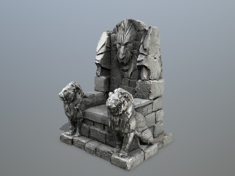 Lion Stone Throne Modelo 3D