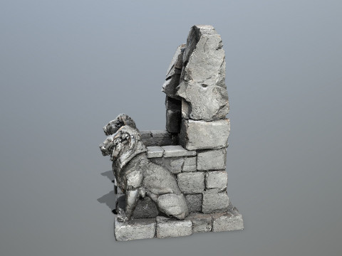 Lion Stone Throne Modelo 3D