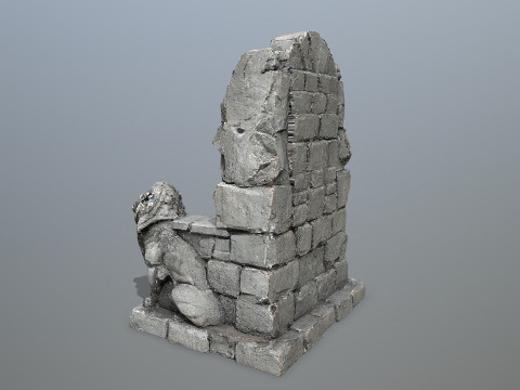 Lion Stone Throne Modelo 3D
