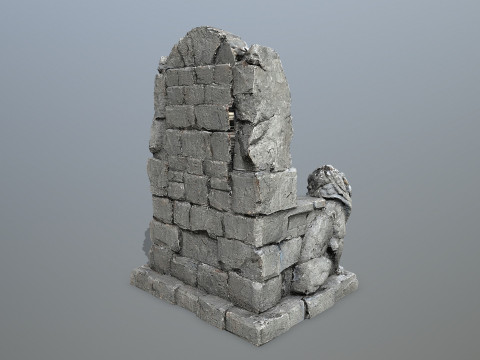 Lion Stone Throne Modelo 3D