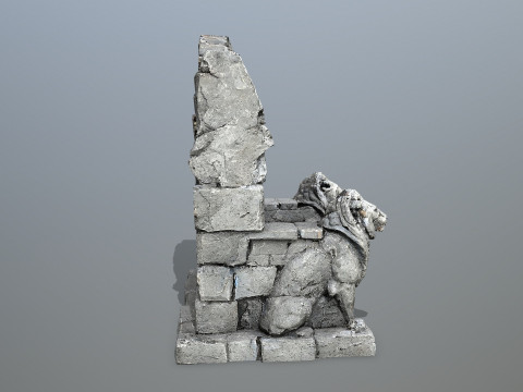 Lion Stone Throne Modelo 3D