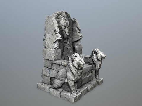 Lion Stone Throne Modelo 3D
