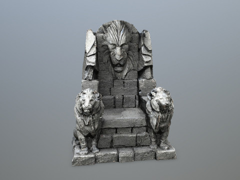 Lion Stone Throne Modelo 3D