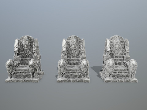 Lion Stone Throne Modelo 3D