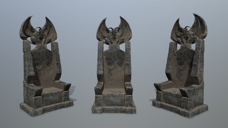 Devil StoneThrone 3D Model .c4d .max .obj .3ds .fbx .stl .blend 