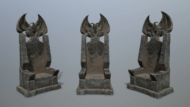 Devil StoneThrone 3D Model .c4d .max .obj .3ds .fbx .stl .blend 