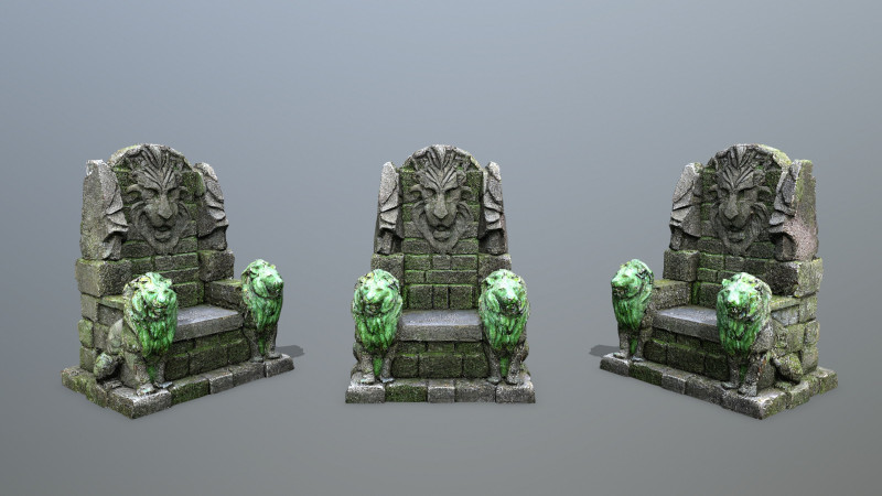 Lion Stone Throne 3D-Modell .c4d .max .obj .3ds .fbx .stl .blend 