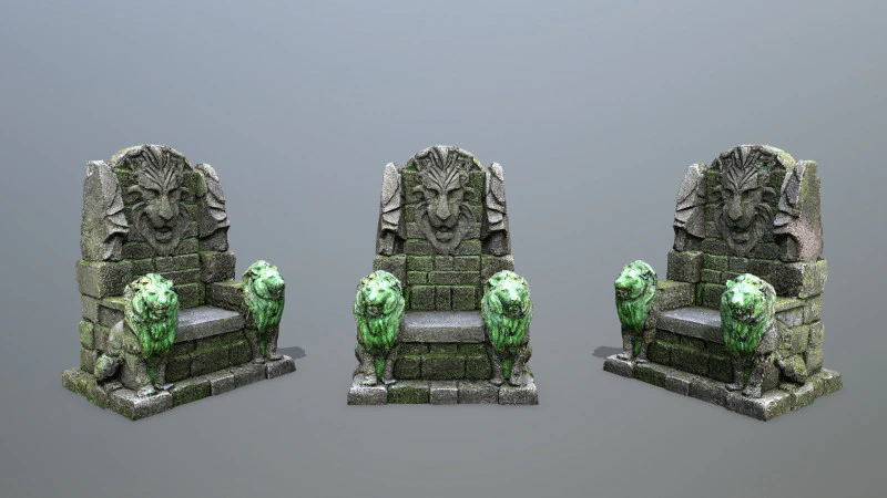 Lion Stone Throne 3D Model .c4d .max .obj .3ds .fbx .stl .blend