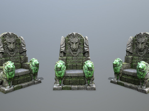 Lion Stone Throne 3D Model