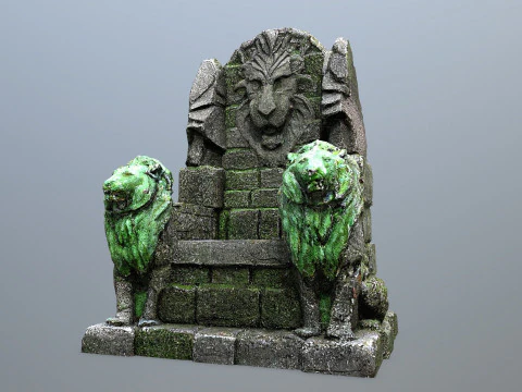 Lion Stone Throne 3D Model