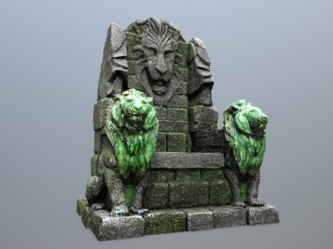 Lion Stone Throne 3D-Modell