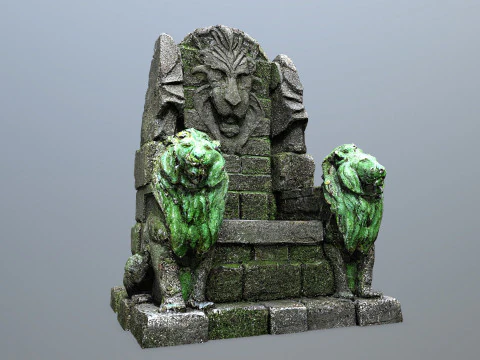 Lion Stone Throne 3D Model