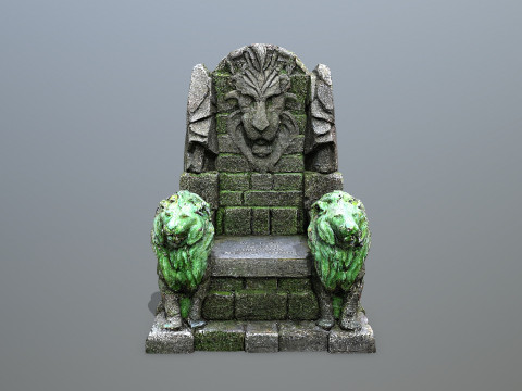 Lion Stone Throne 3D-Modell
