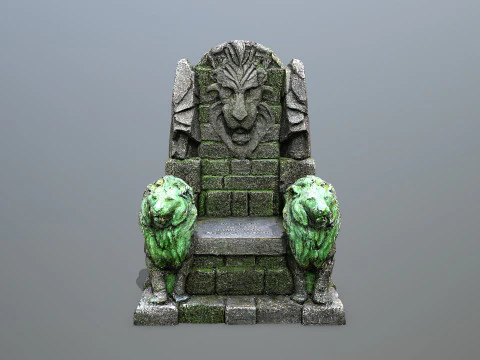 Lion Stone Throne 3D Model