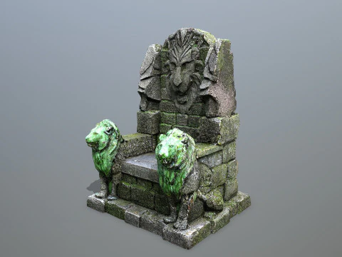 Lion Stone Throne 3D Model