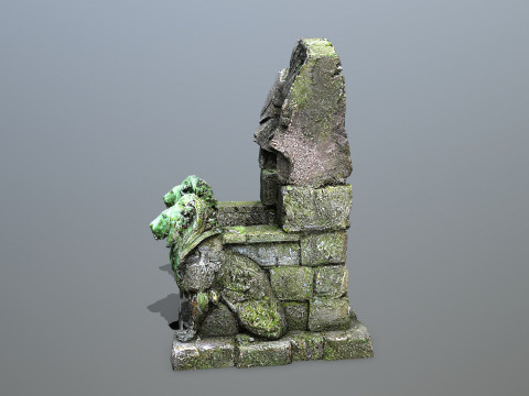 Lion Stone Throne 3D-Modell