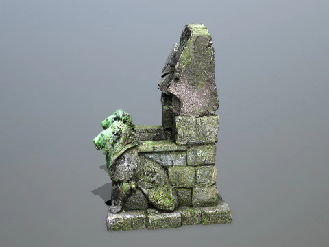 Lion Stone Throne 3D Model
