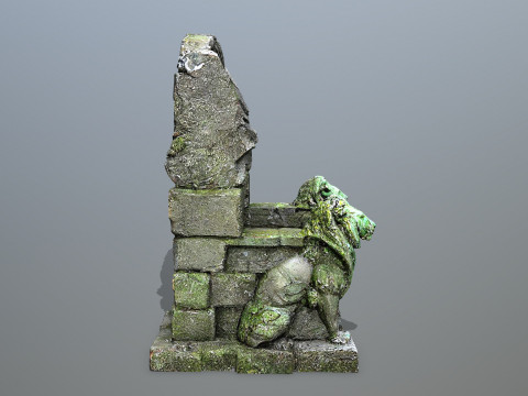 Lion Stone Throne 3D-Modell