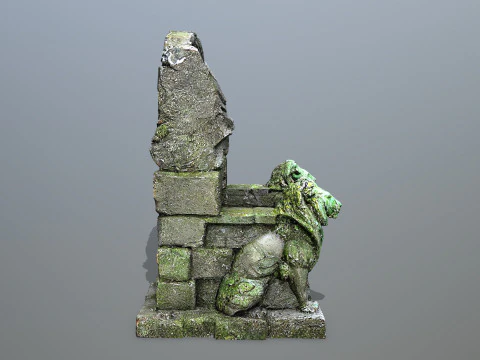 Lion Stone Throne 3D Model