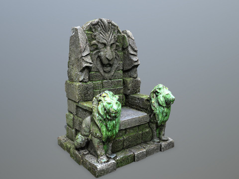 Lion Stone Throne 3D-Modell