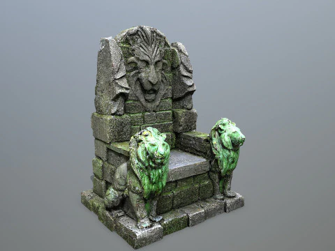 Lion Stone Throne 3D Model