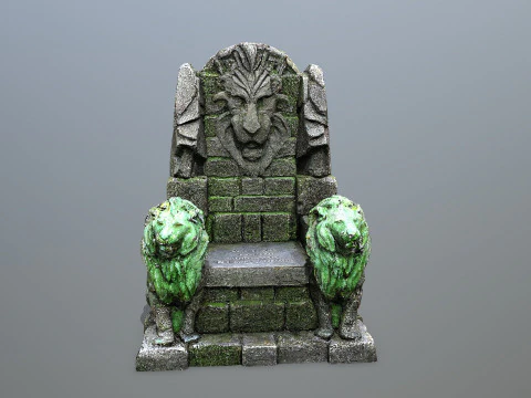 Lion Stone Throne 3D Model