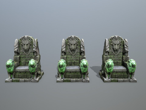 Lion Stone Throne 3D-Modell