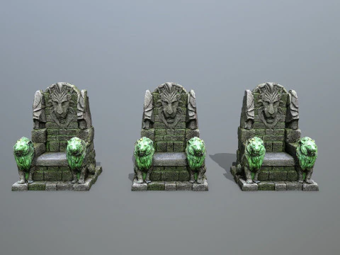 Lion Stone Throne 3D Model