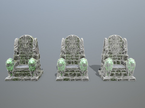 Lion Stone Throne 3D-Modell