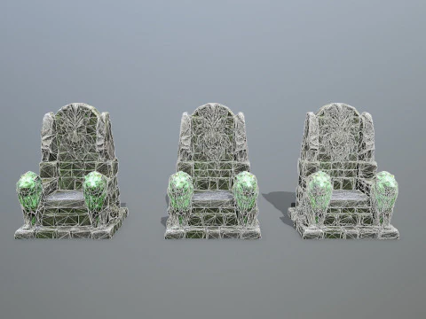 Lion Stone Throne 3D Model