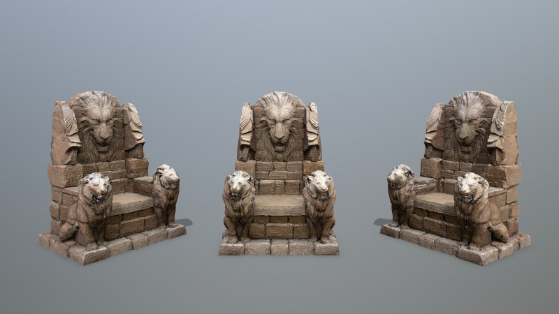 Lion Stone Throne 3D 模型 .c4d .max .obj .3ds .fbx .stl .blend 