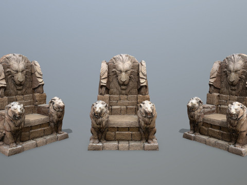Lion Stone Throne 3D Model