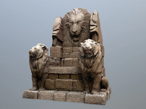 Lion Stone Throne 3D Model