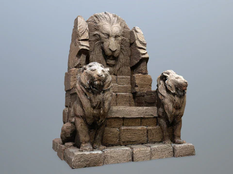 Lion Stone Throne 3D Model
