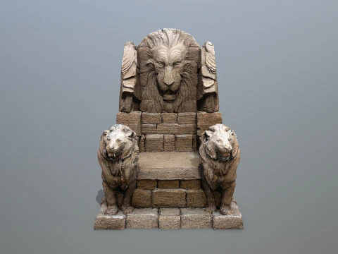 Lion Stone Throne 3D Model