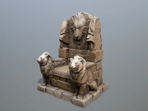 Lion Stone Throne 3D Model