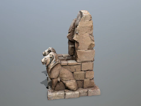 Lion Stone Throne 3D Model